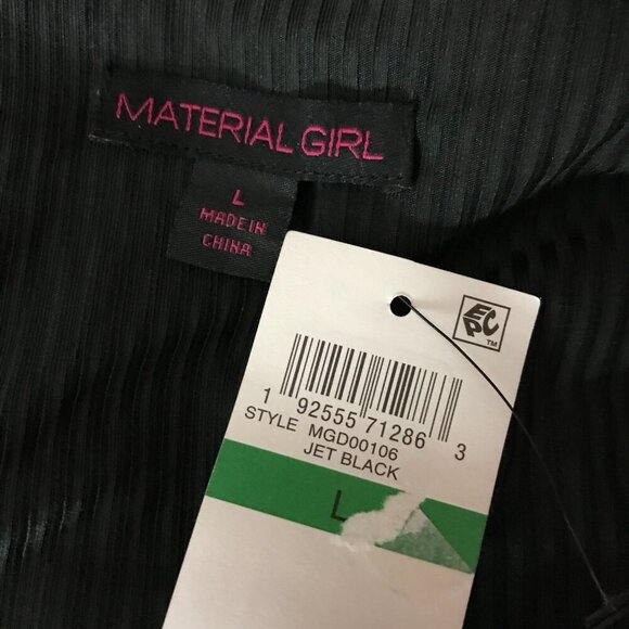 Material Girl Black Ribbed Ruched Halter Dress NWT LARGE - Picture 8 of 8